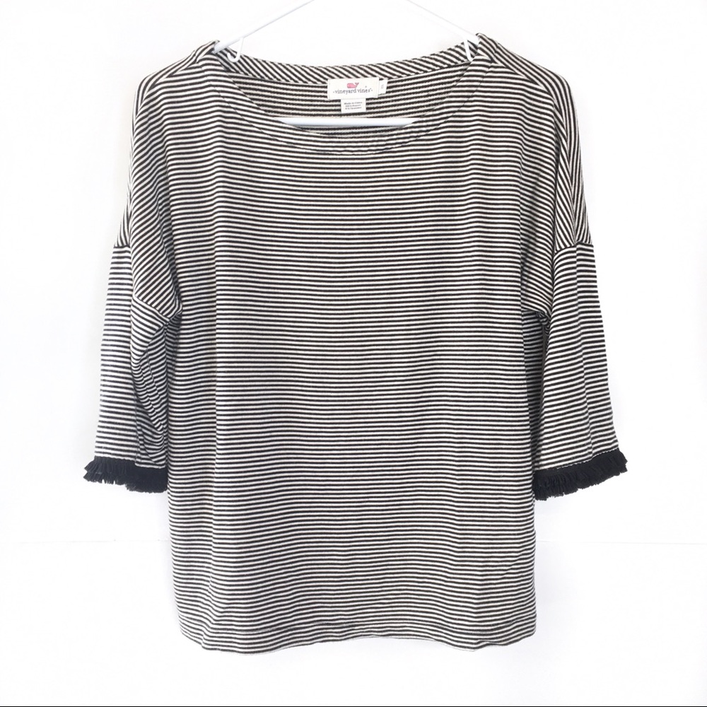 Vineyard Vines | Striped Top Ruffle Sleeve Hem